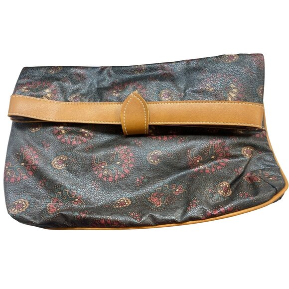 Vintage Avon Paisley Print Tote Bag & Matching Clutch With Tan Faux Leather Acce - Picture 5 of 10